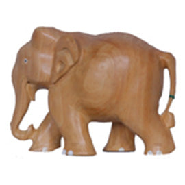 Wild Trunk-Down Wooden Elephant Sculpture