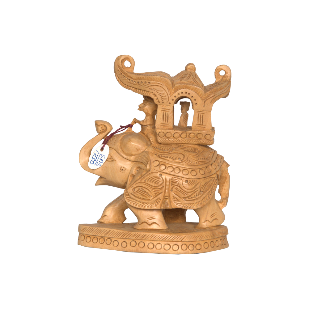 Medium Carved Wooden Ambari Elephant