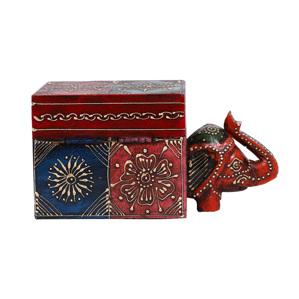 Elegant Wooden Trunk-Up Elephant Jewelry Box