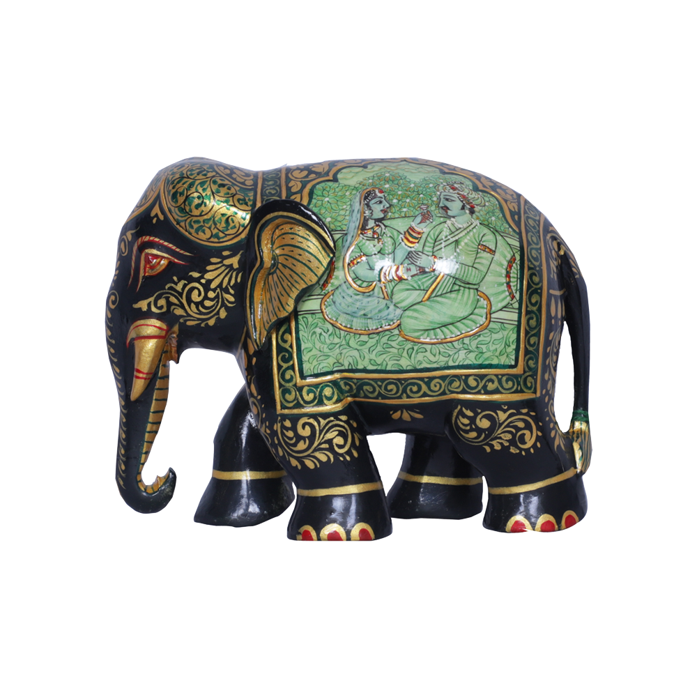 Romantic Dark Teak Painted Elephant