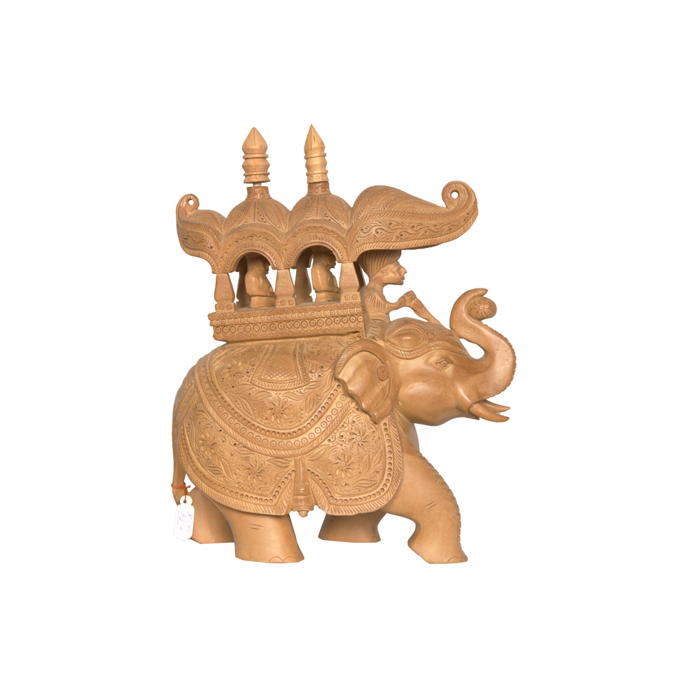 Finely Carved Wooden Ambari Elephant