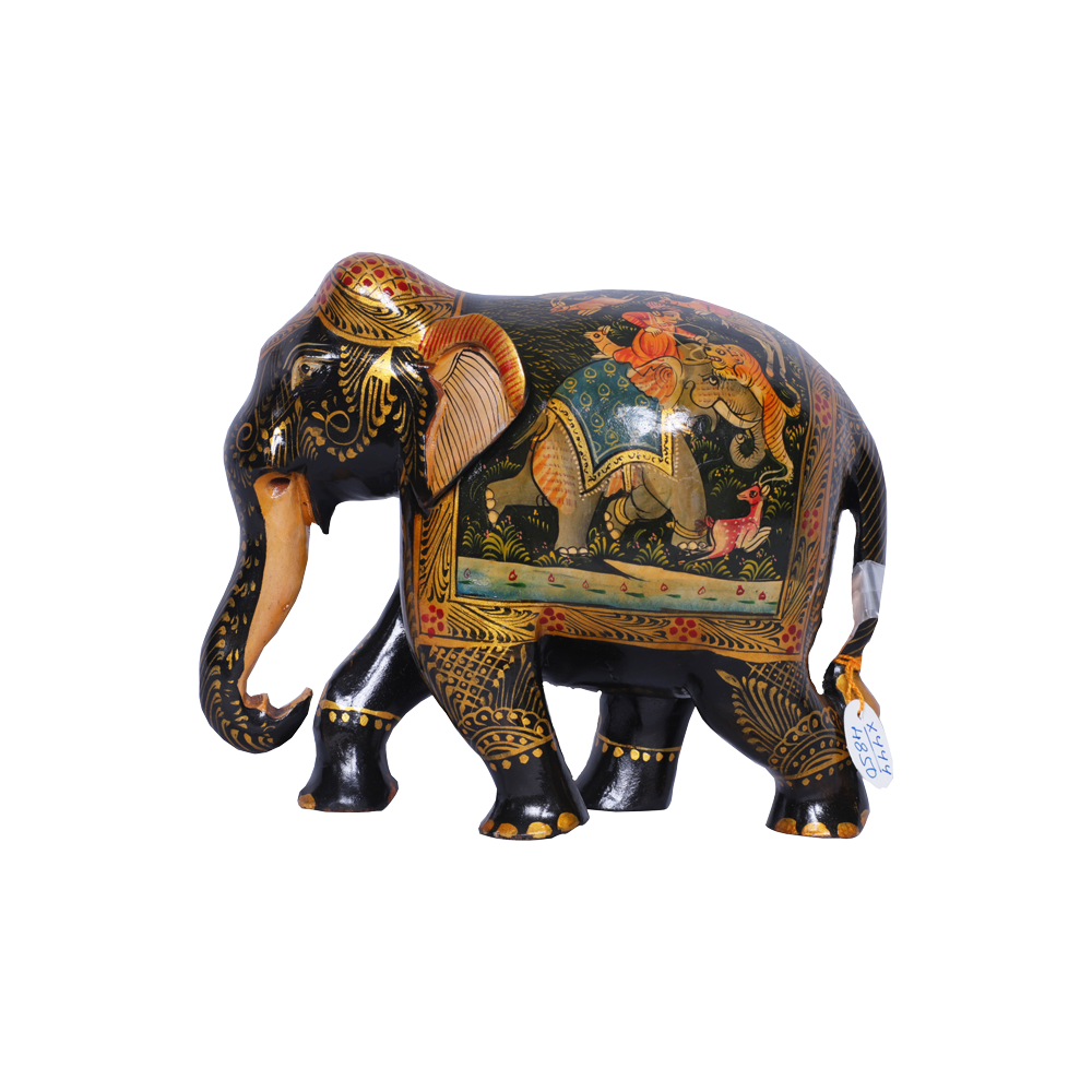 Vivid Dark Teak Painted Elephant