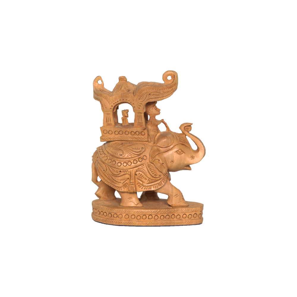 Finely Carved Wooden Ambari Elephant