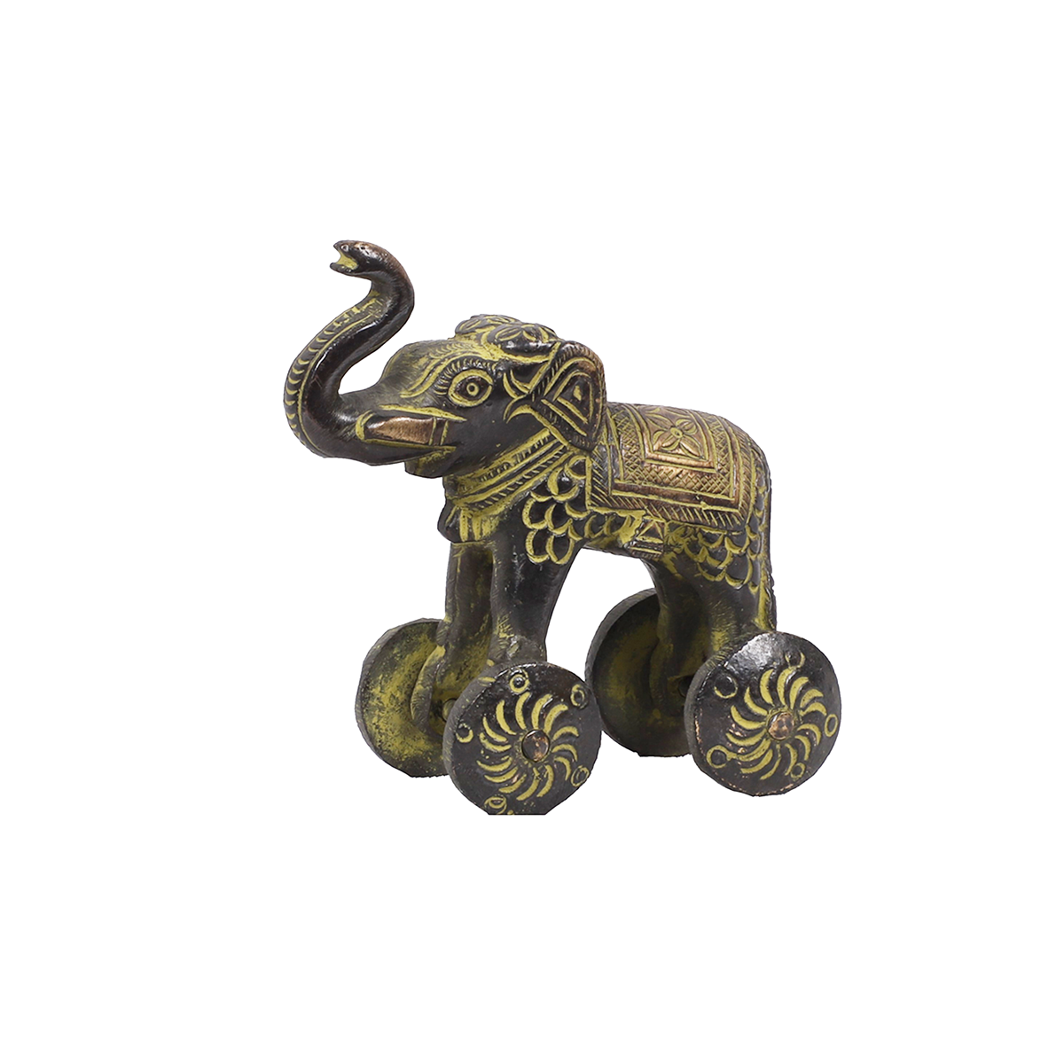 Beautiful Aluminium Brass Elephant on Wheels