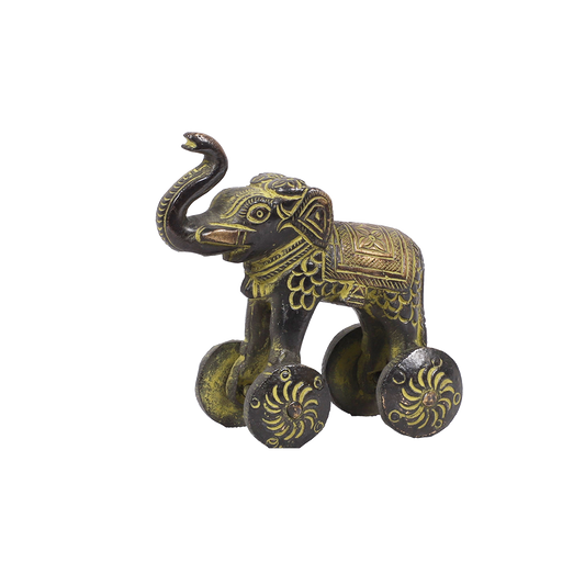 Beautiful Aluminium Brass Elephant on Wheels