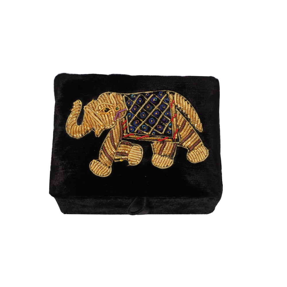 Lovely Small Embroidered Elephant Jewelry Box