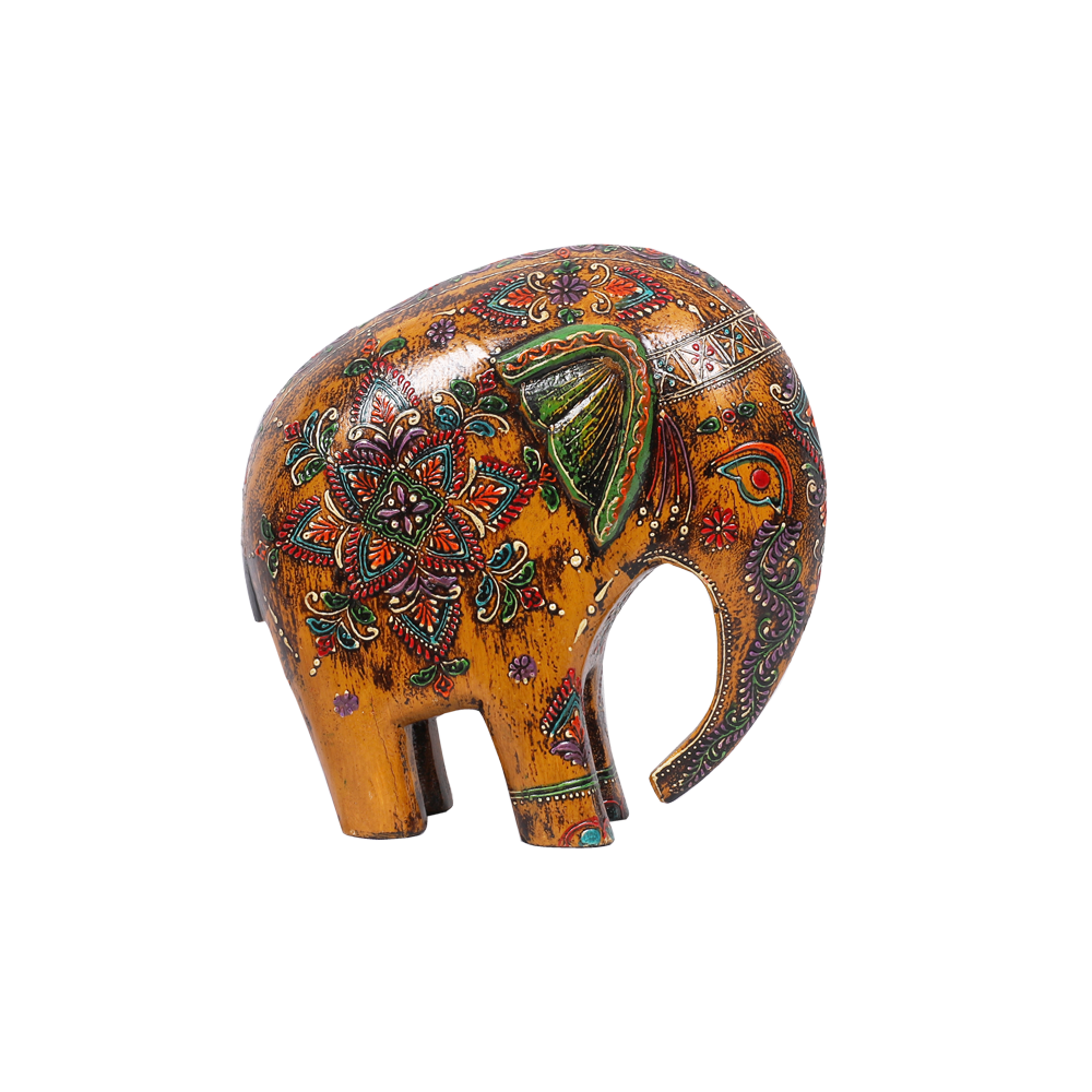 Handcrafted Wooden Sphere Elephant Showpiece