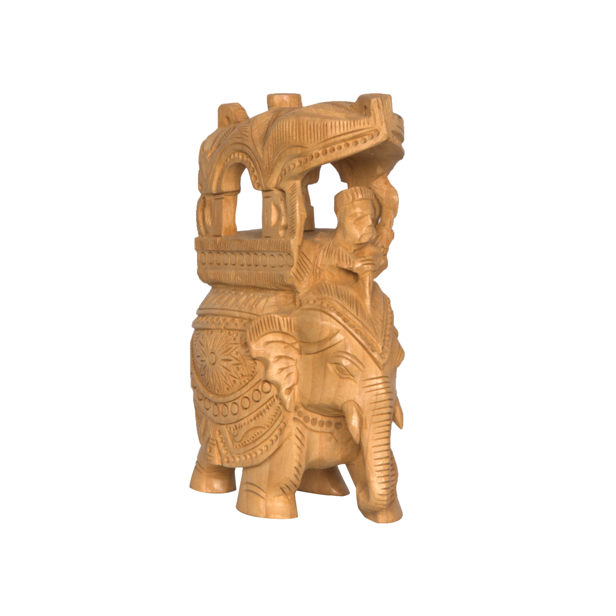 Small Carved Wooden Ambari Elephant