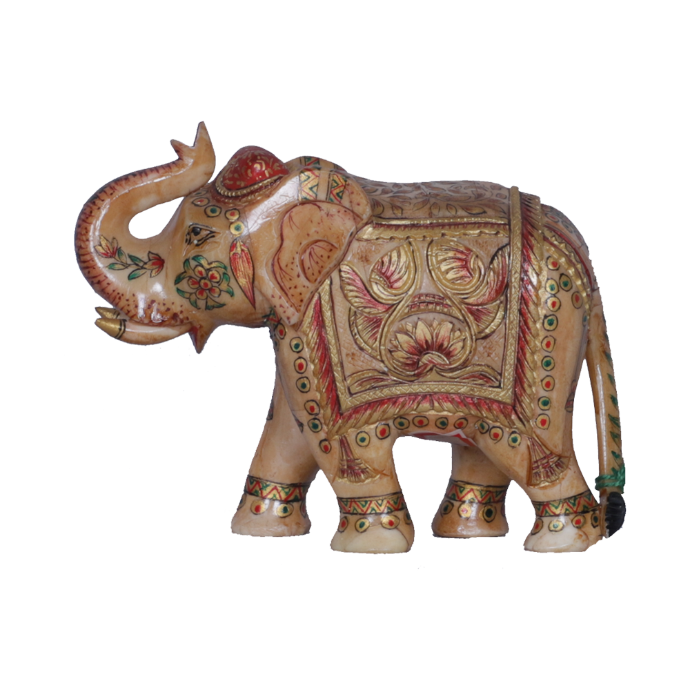 Royal Camel Bone Trunk-Down Elephant Figurine