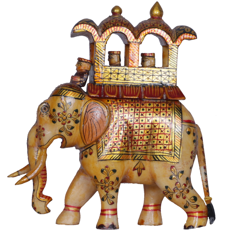 Vibrant Camel Bone Ambari Elephant Figurine