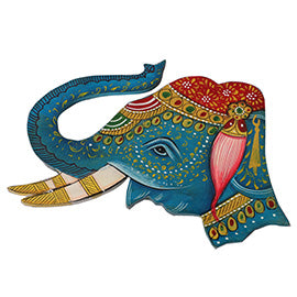 Bright Blue Wooden Elephant Fridge Magnet