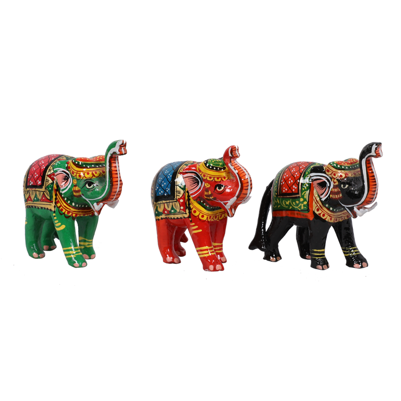 Colorful Wooden Miniature Elephant