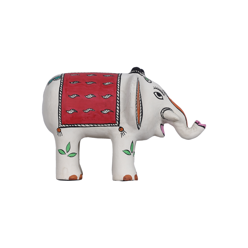 Colorful Traditional Clay Madhubani Elephant