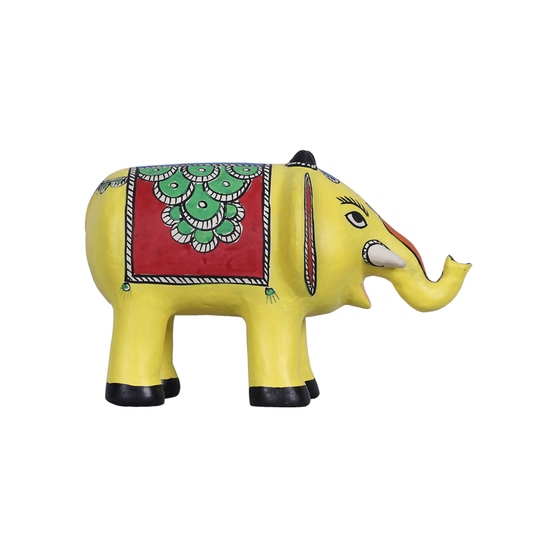 Colorful Traditional Clay Madhubani Elephant