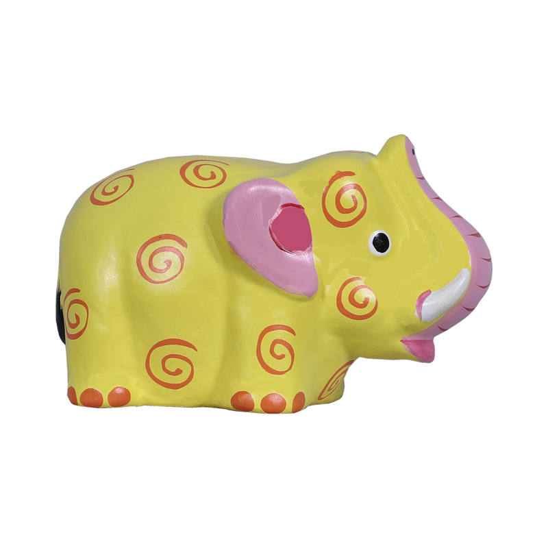 Yellow Elephant-Shaped Coin Bank