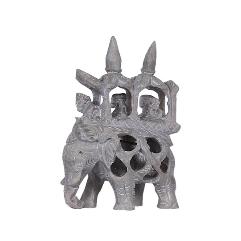 Marble Soapstone Elephant with Jaali Design