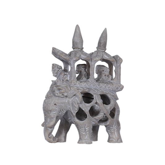 Marble Soapstone Elephant with Jaali Design