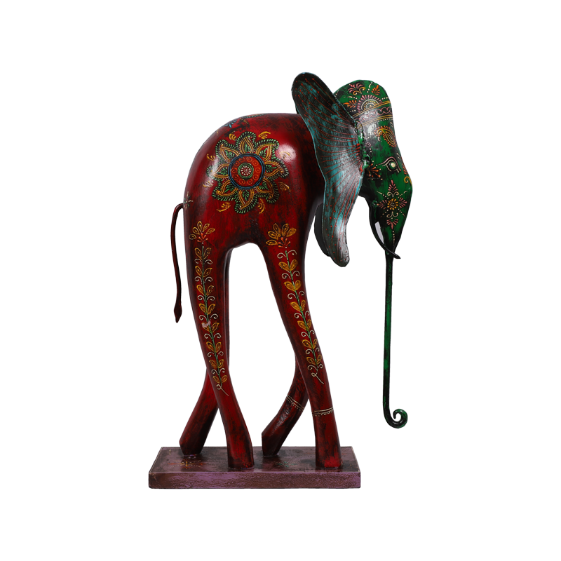 Handcrafted Wood and Metal Elephant