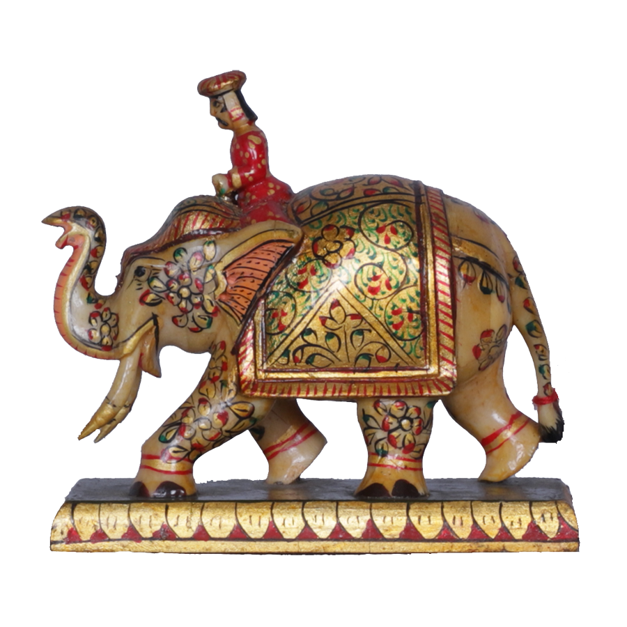 Majestic Camel Bone Trunk-Up Elephant Figurine