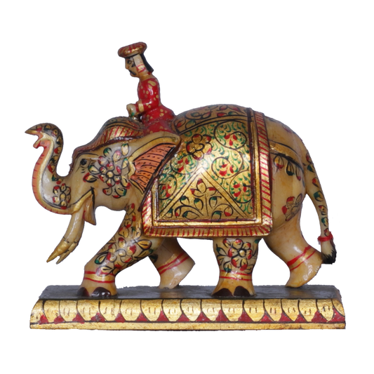 Majestic Camel Bone Trunk-Up Elephant Figurine